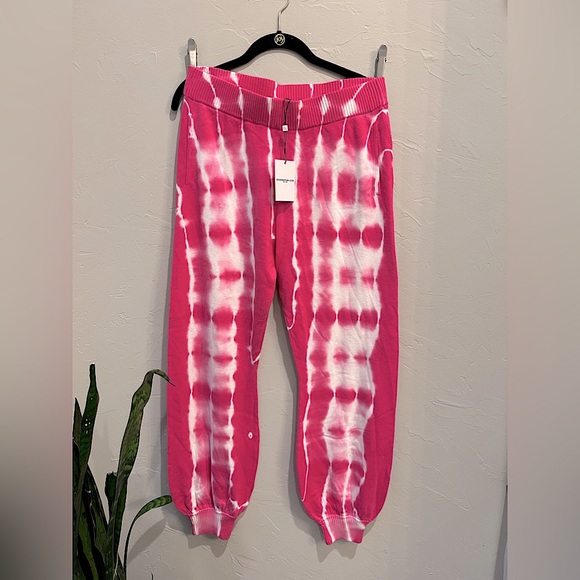💖GENERATION LOVE ANNA TIE DYE KNIT JOGGERS IN PINK WHITE S - Picture 3 of 5